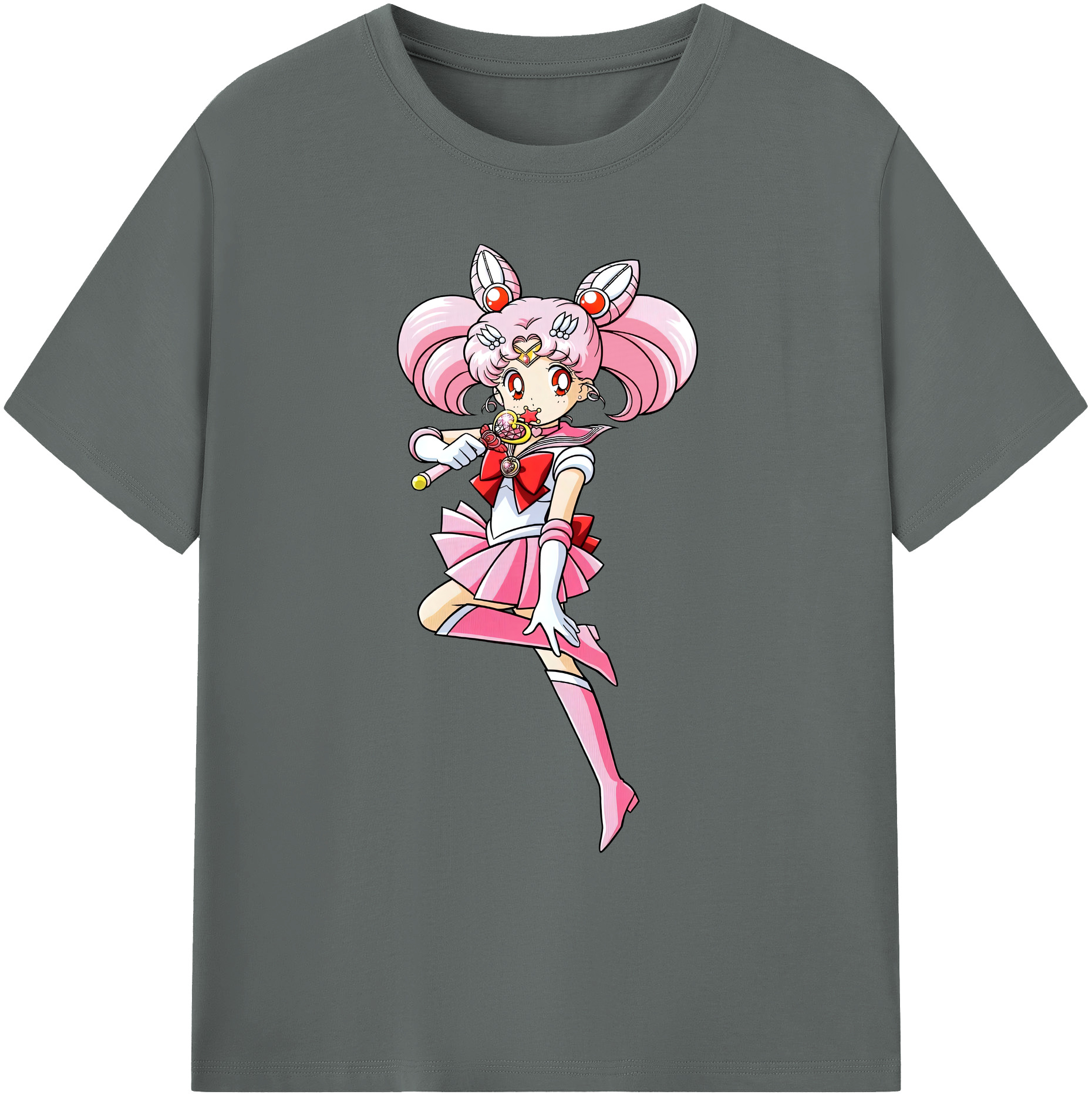 （画像用） 美少女戦士セーラームーン ちびうさ Sailor Moon Chibiusa Tsukino Usagi Small Lady Serenity 綿100％ メンズ半袖Tシャツ｜肌触りやわらか＆通気性